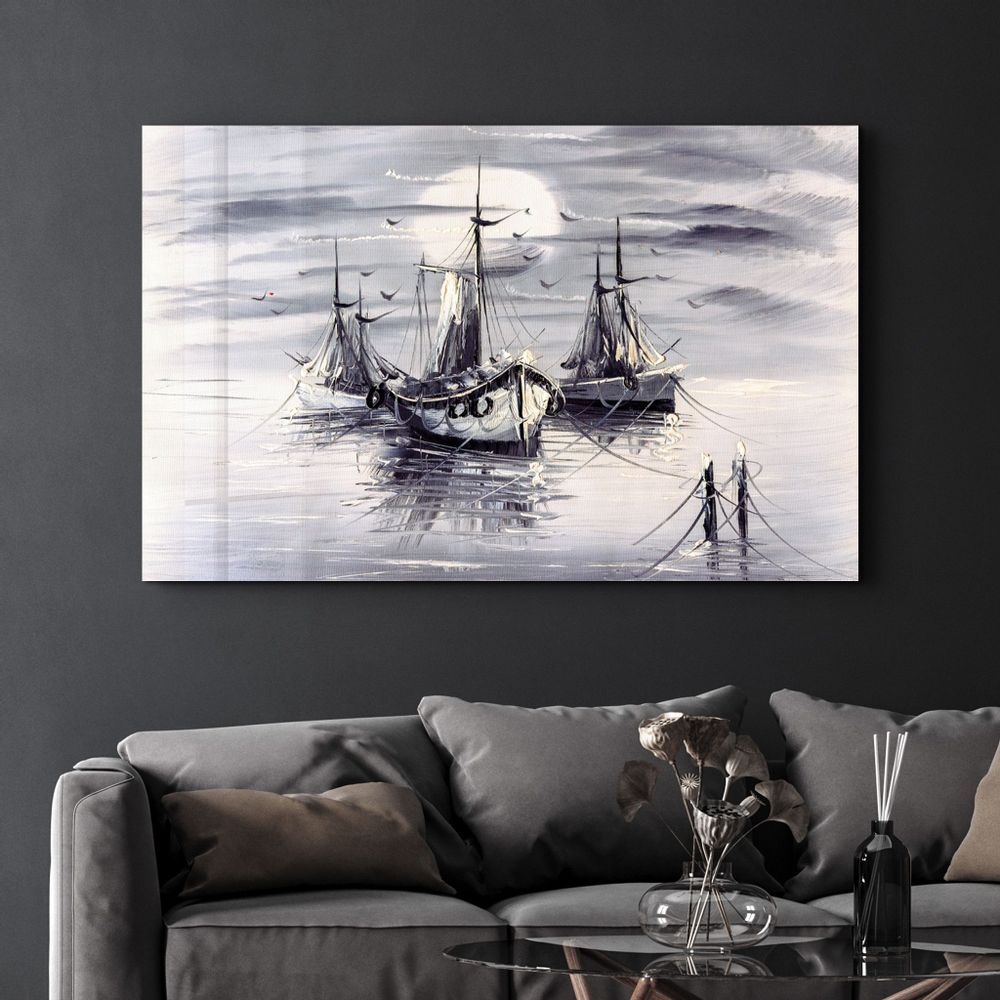 Autres décorations murales - White Boats | Glass Wall Art - ARTDESIGNA
