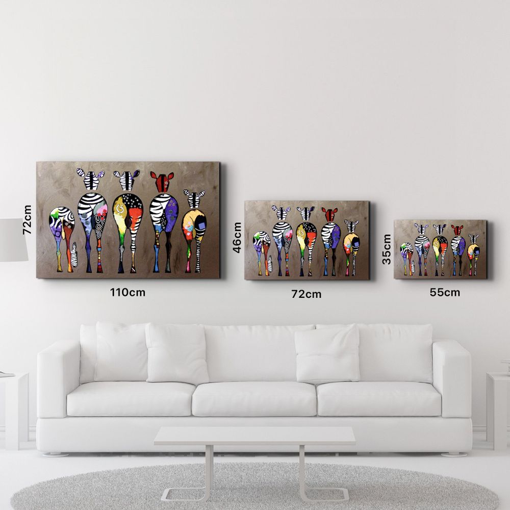 Other wall decoration - Colorful Zebra Family | Glass Wall Art - ARTDESIGNA