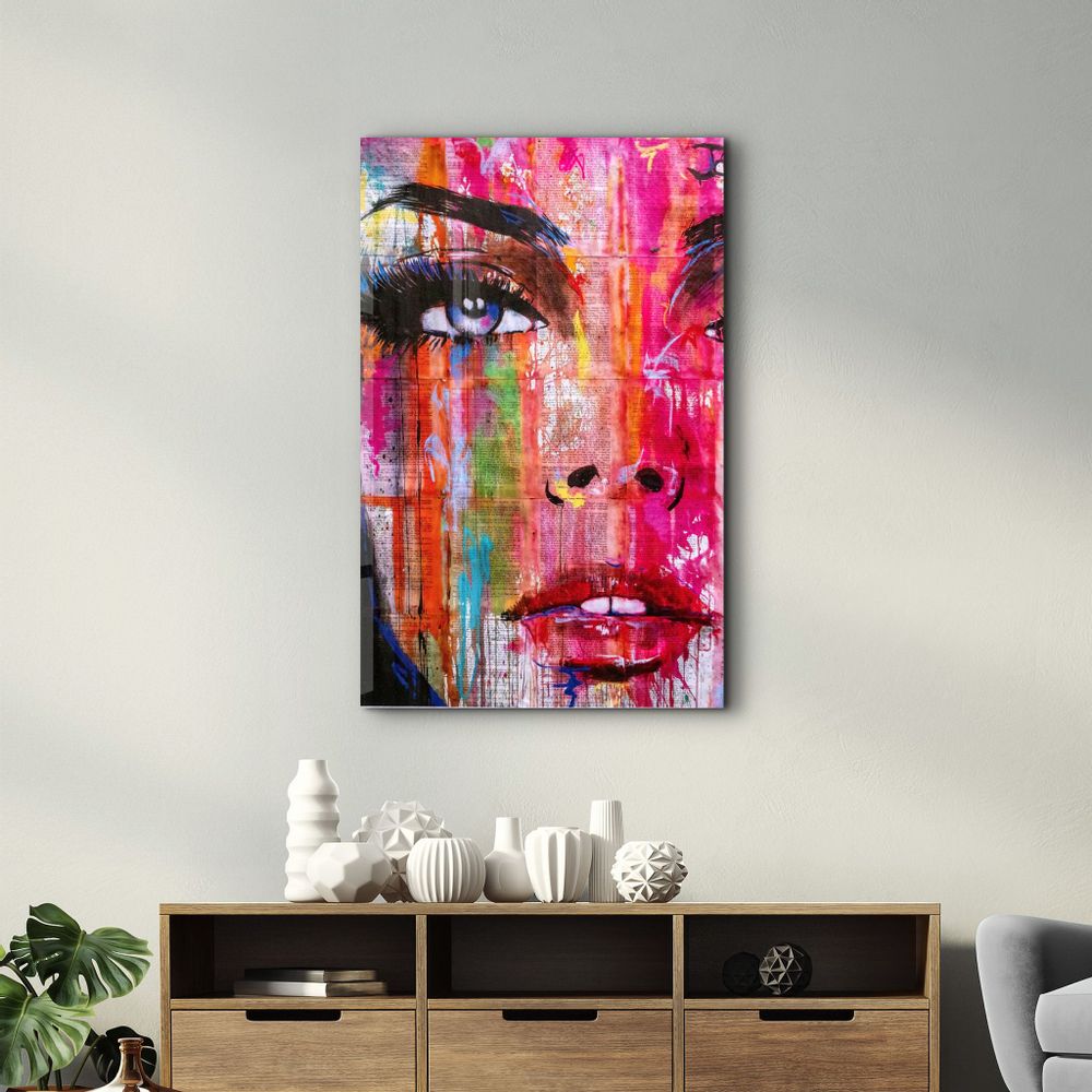 Other wall decoration - Colorful Woman Face | Glass Wall Art - ARTDESIGNA