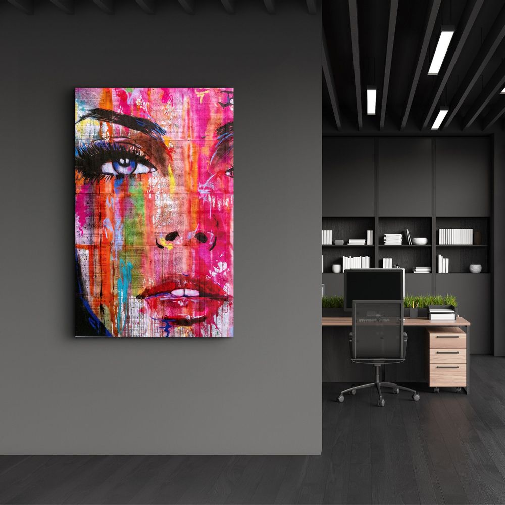 Other wall decoration - Colorful Woman Face | Glass Wall Art - ARTDESIGNA