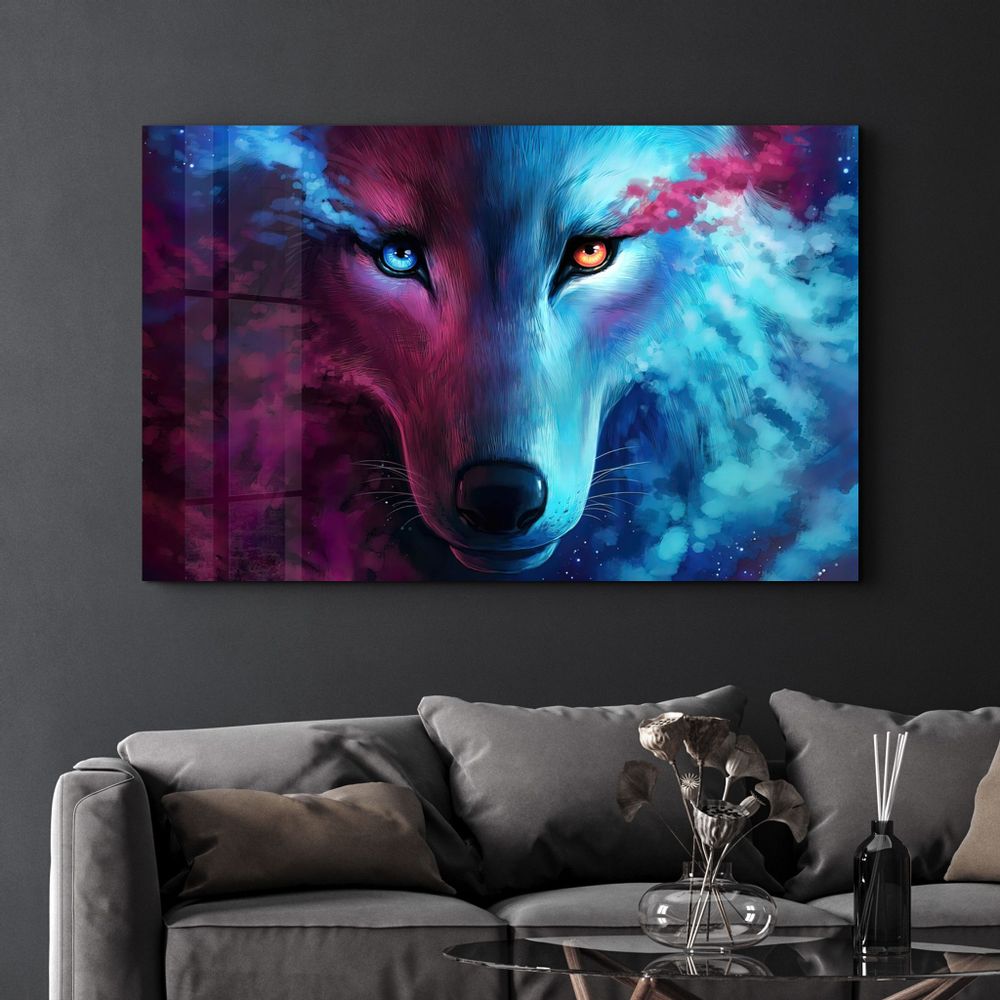 Autres décorations murales - Mystical Wolf | Glass Wall Art - ARTDESIGNA