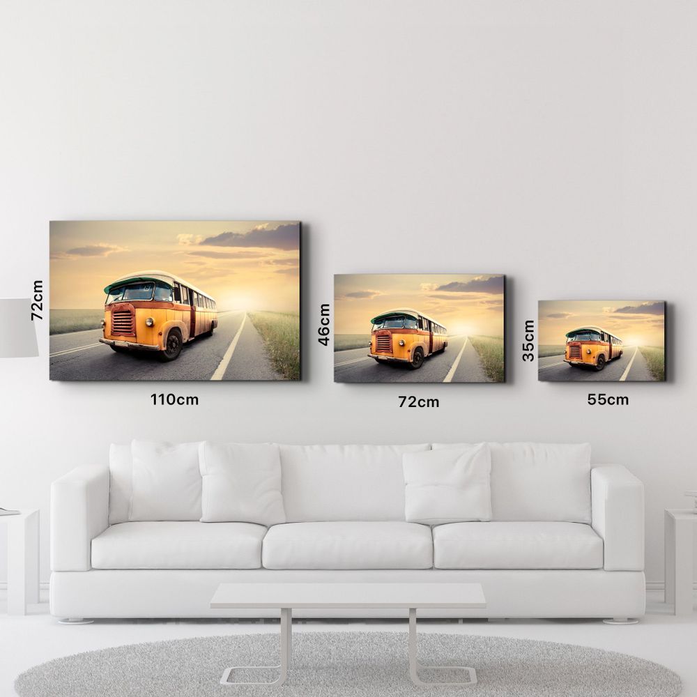 Other wall decoration - The Vintage Bus With Sunset | Glass Wall Art - ARTDESIGNA