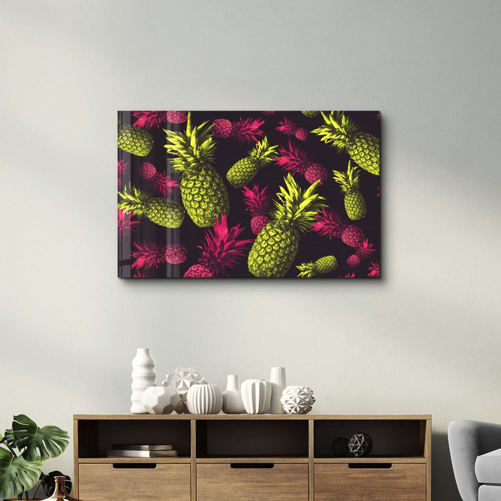 Autres décorations murales - The Pineapples | Glass Wall Art - ARTDESIGNA