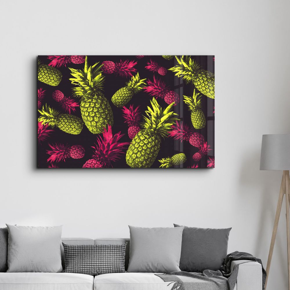 Autres décorations murales - The Pineapples | Glass Wall Art - ARTDESIGNA