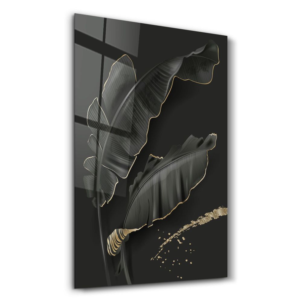 Autres décorations murales - Black and Gold Feather | Glass Wall Art - ARTDESIGNA
