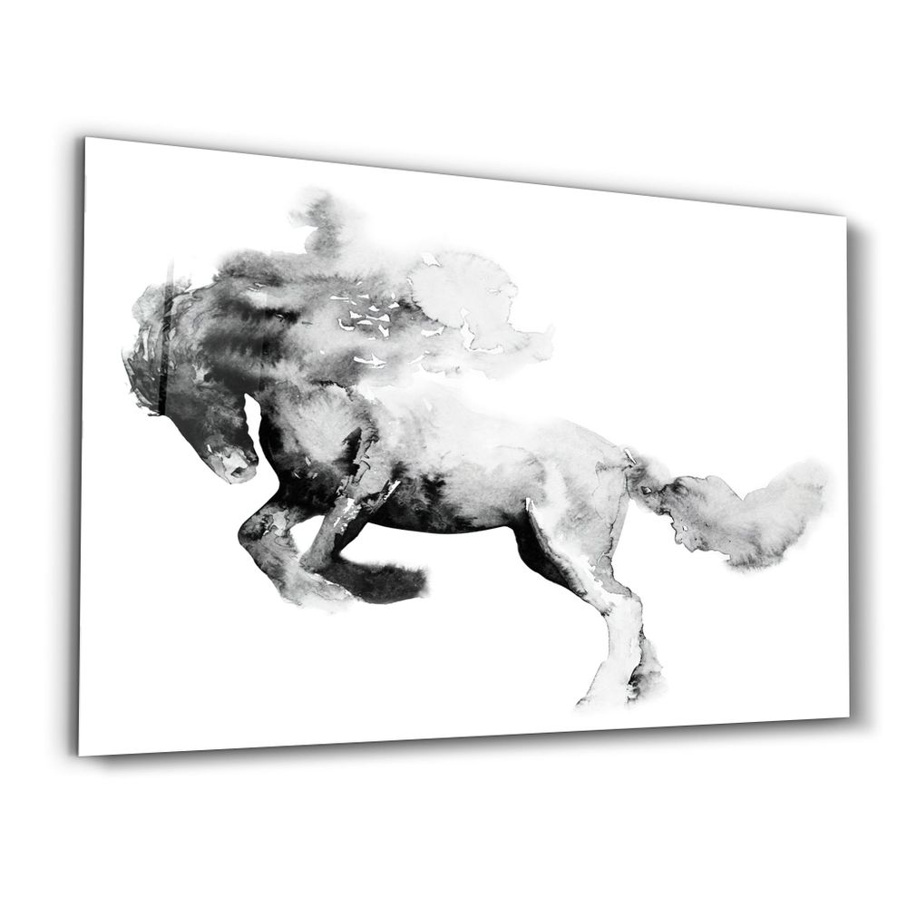 Autres décorations murales - Running Horse Silhouette | Glass Wall Art - ARTDESIGNA