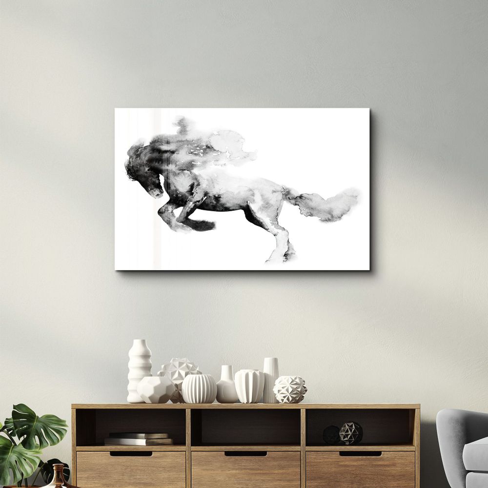 Autres décorations murales - Running Horse Silhouette | Glass Wall Art - ARTDESIGNA