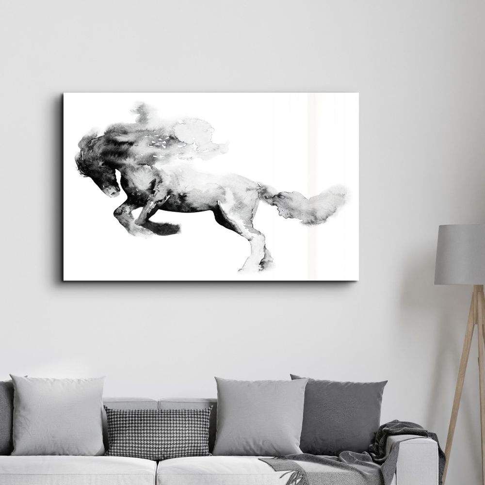 Autres décorations murales - Running Horse Silhouette | Glass Wall Art - ARTDESIGNA