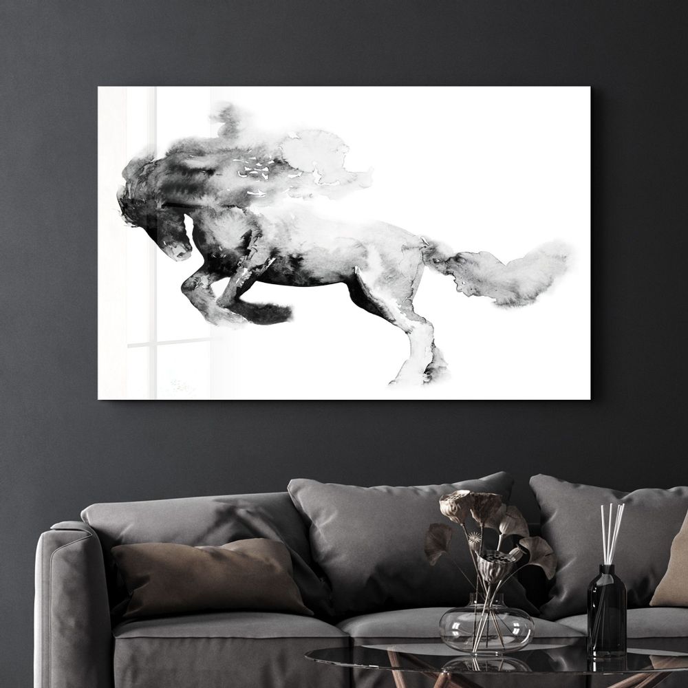 Autres décorations murales - Running Horse Silhouette | Glass Wall Art - ARTDESIGNA