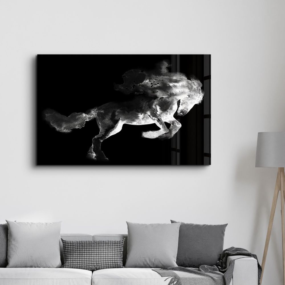 Autres décorations murales - Running Horse Silhouette V2 | Glass Wall Art - ARTDESIGNA