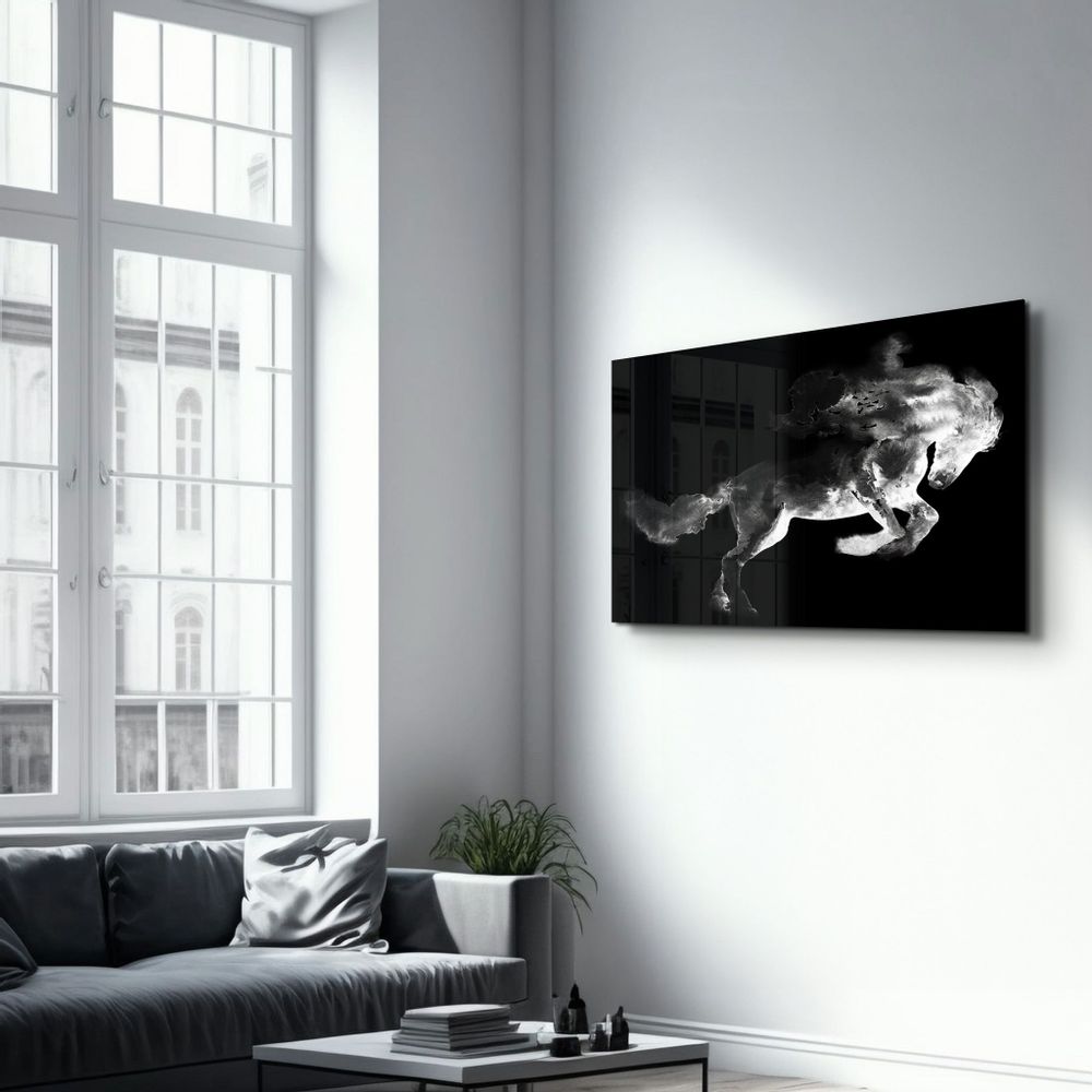 Autres décorations murales - Running Horse Silhouette V2 | Glass Wall Art - ARTDESIGNA