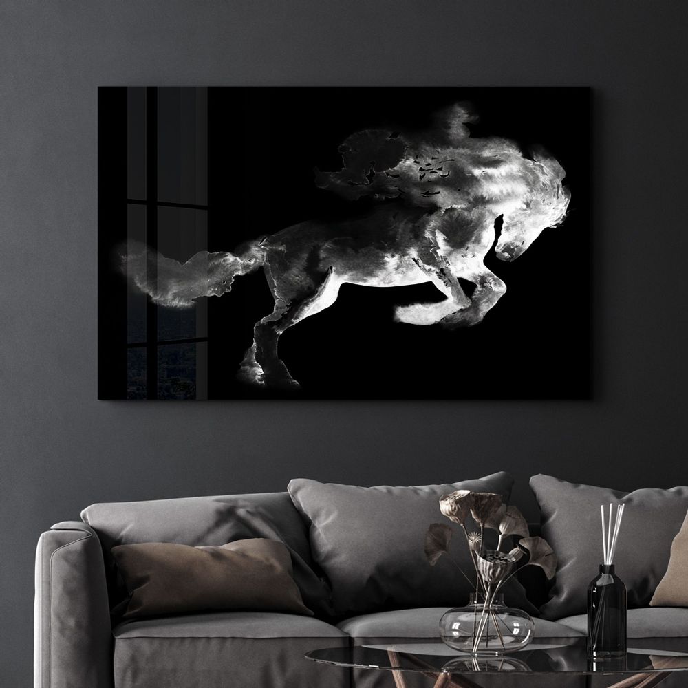 Autres décorations murales - Running Horse Silhouette V2 | Glass Wall Art - ARTDESIGNA