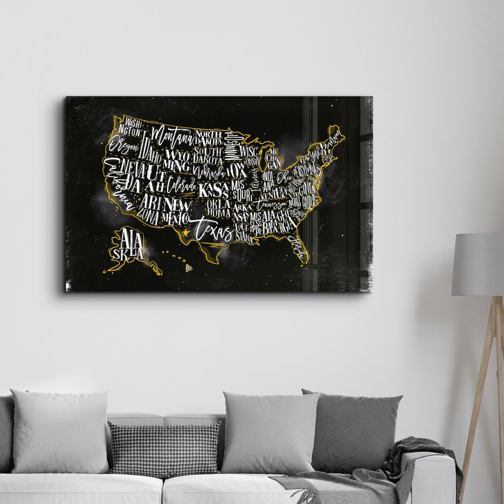 Other wall decoration - The US Map | Glass Wall Art - ARTDESIGNA