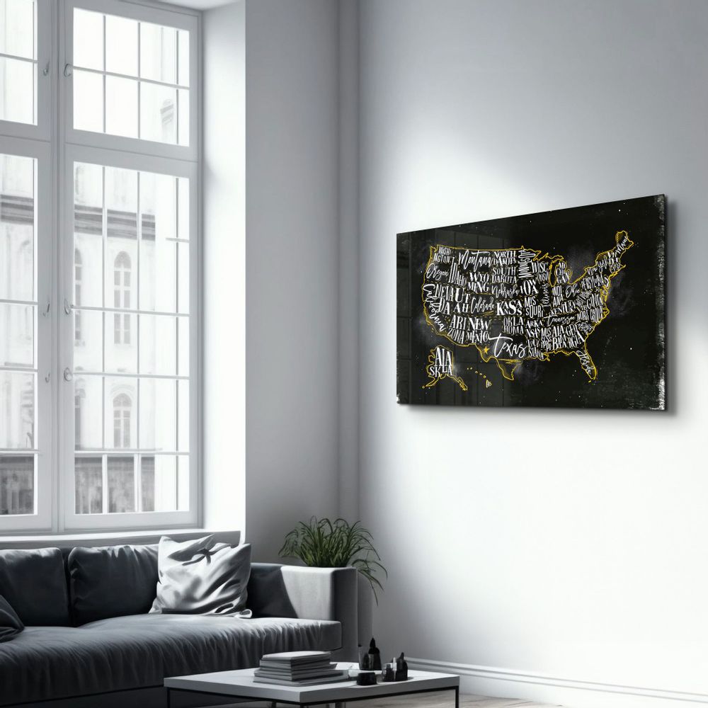 Other wall decoration - The US Map | Glass Wall Art - ARTDESIGNA