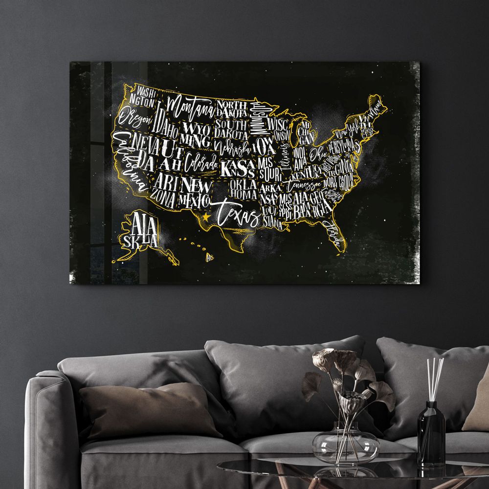 Other wall decoration - The US Map | Glass Wall Art - ARTDESIGNA