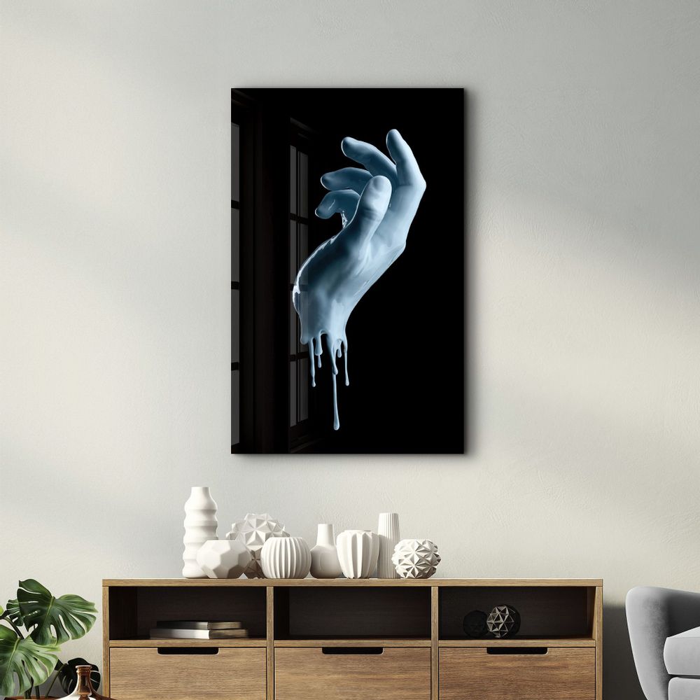 Autres décorations murales - Blue Hand | Glass Wall Art - ARTDESIGNA