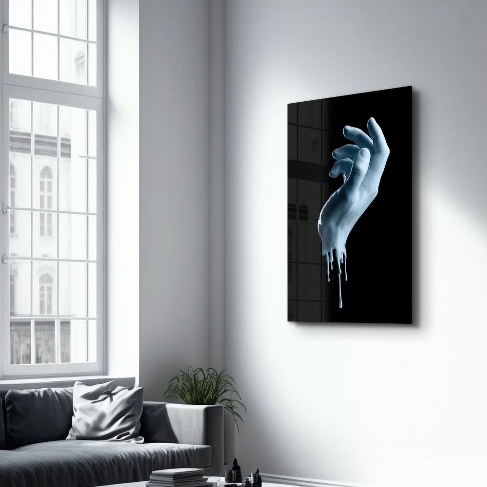 Autres décorations murales - Blue Hand | Glass Wall Art - ARTDESIGNA