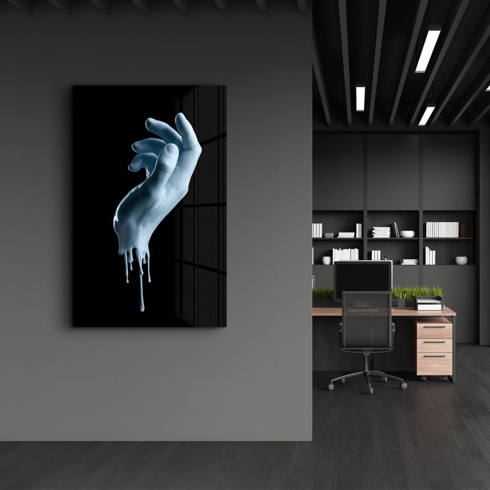Autres décorations murales - Blue Hand | Glass Wall Art - ARTDESIGNA