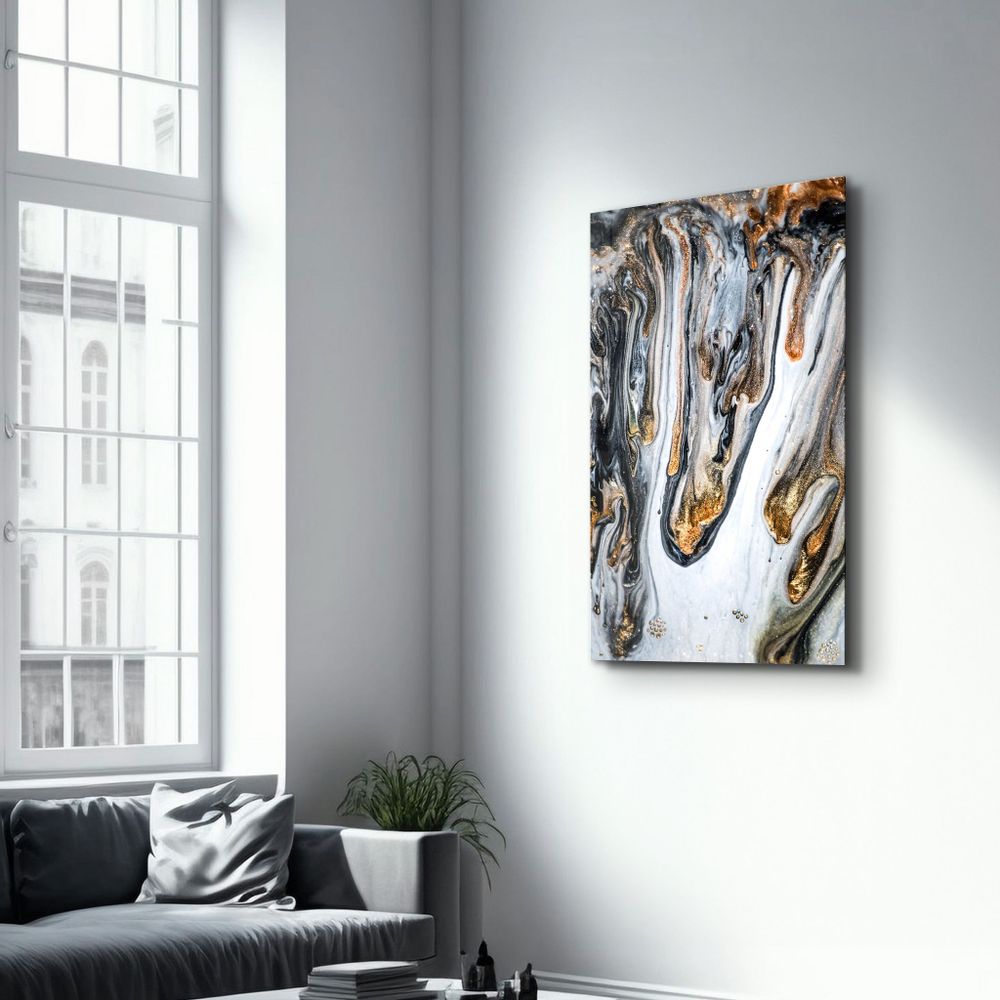 Autres décorations murales - Melting Gold | Glass Wall Art - ARTDESIGNA
