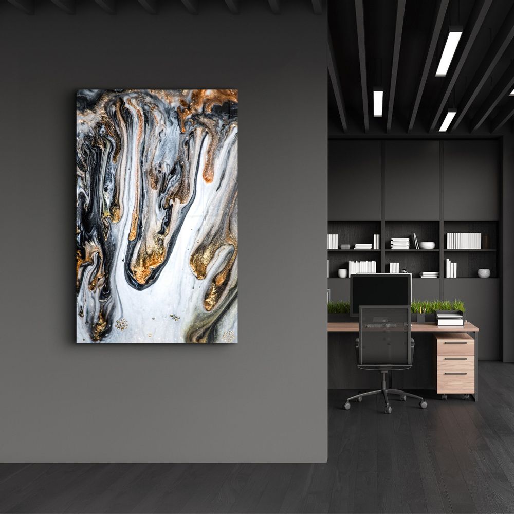 Autres décorations murales - Melting Gold | Glass Wall Art - ARTDESIGNA