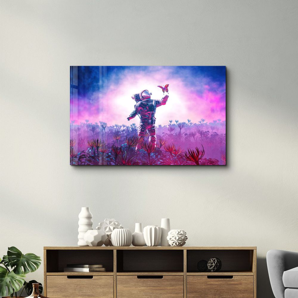 Other wall decoration - Astronaut With Butterfly | Glass Wall Art - ARTDESIGNA