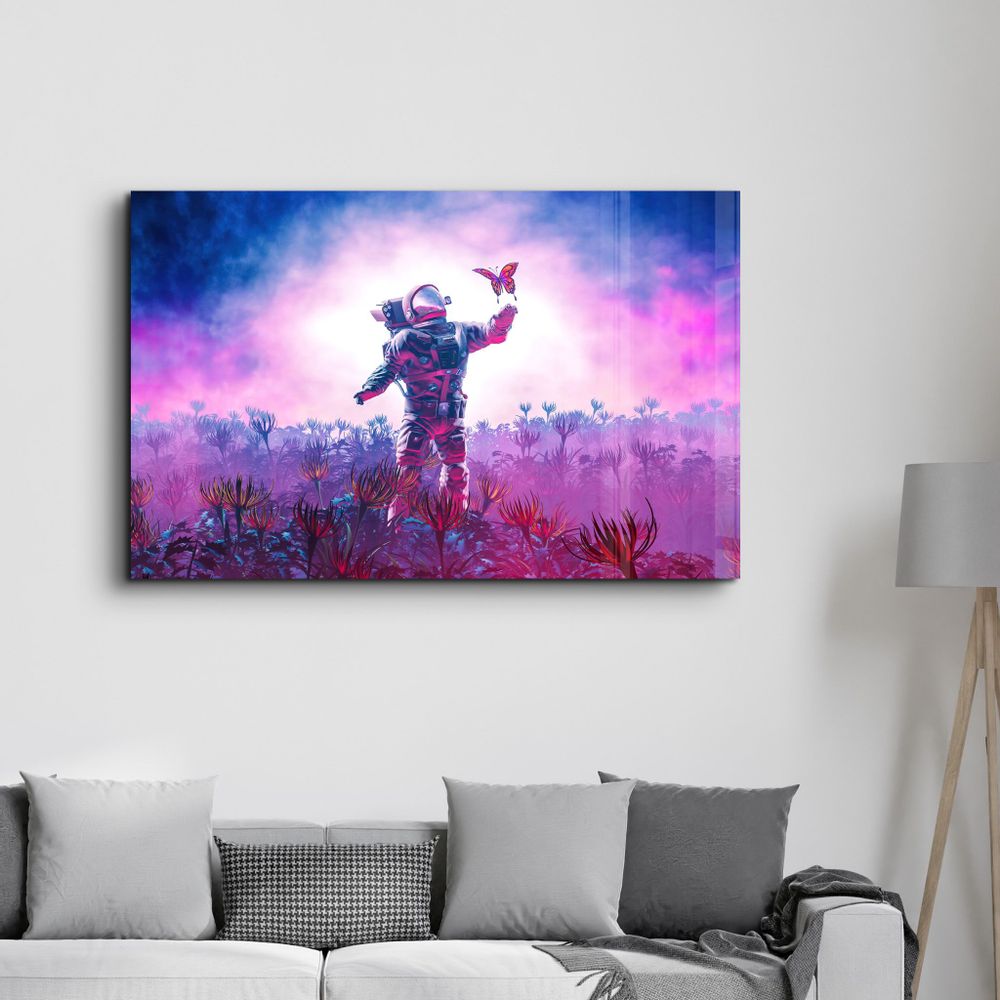 Other wall decoration - Astronaut With Butterfly | Glass Wall Art - ARTDESIGNA