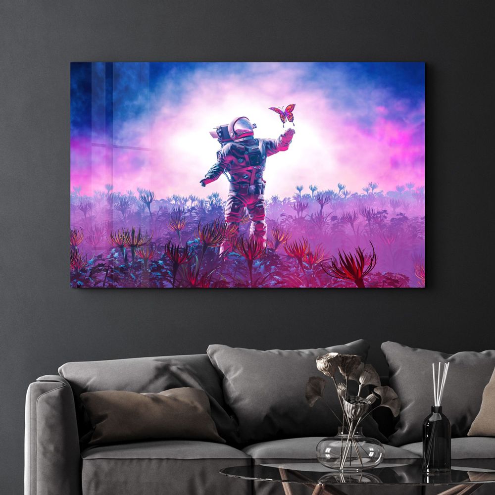 Other wall decoration - Astronaut With Butterfly | Glass Wall Art - ARTDESIGNA