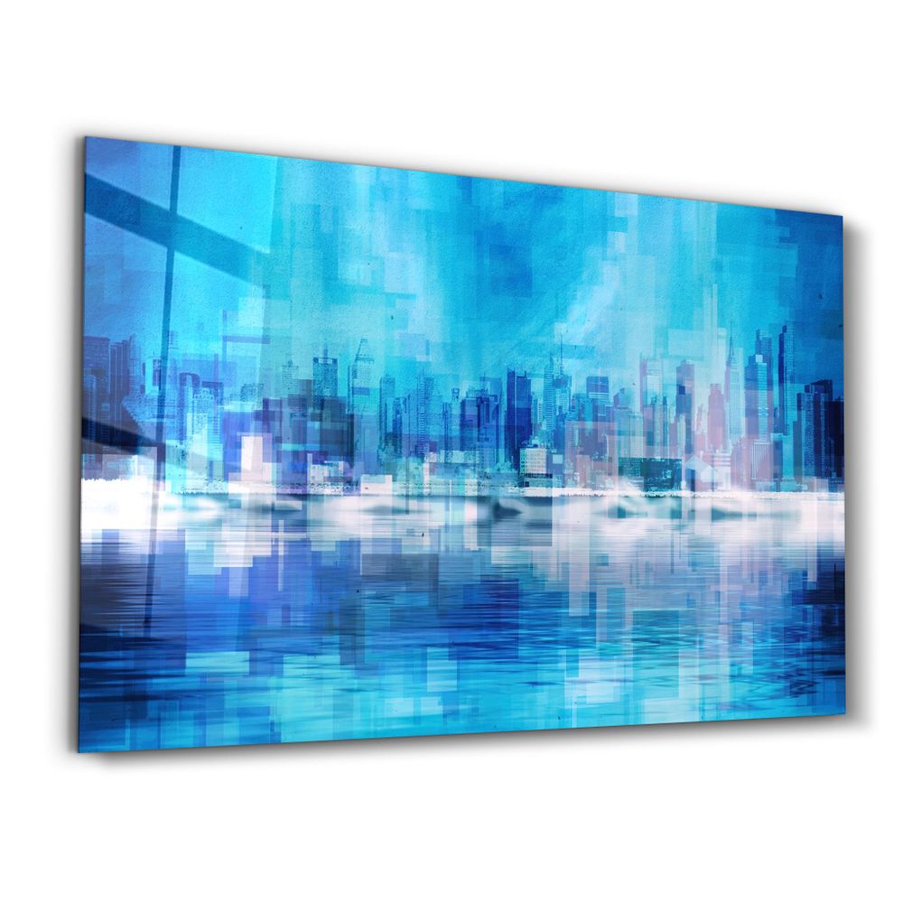 Other wall decoration - The Fuzzy Cityscape Of New York | Glass Wall Art - ARTDESIGNA