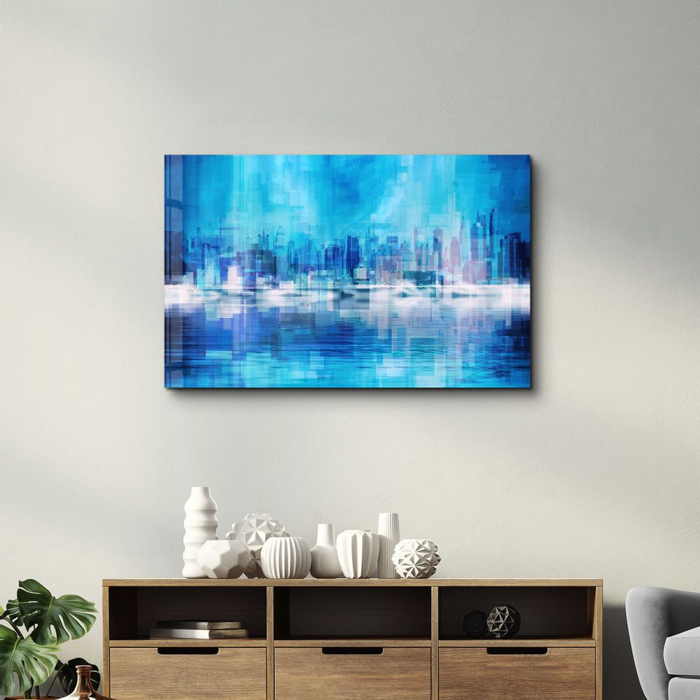 Other wall decoration - The Fuzzy Cityscape Of New York | Glass Wall Art - ARTDESIGNA