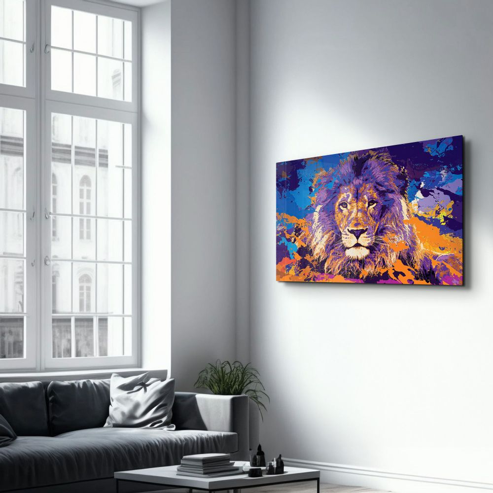 Autres décorations murales - The Lion In Colors | Glass Wall Art - ARTDESIGNA