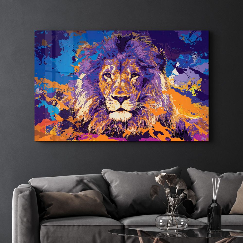 Autres décorations murales - The Lion In Colors | Glass Wall Art - ARTDESIGNA