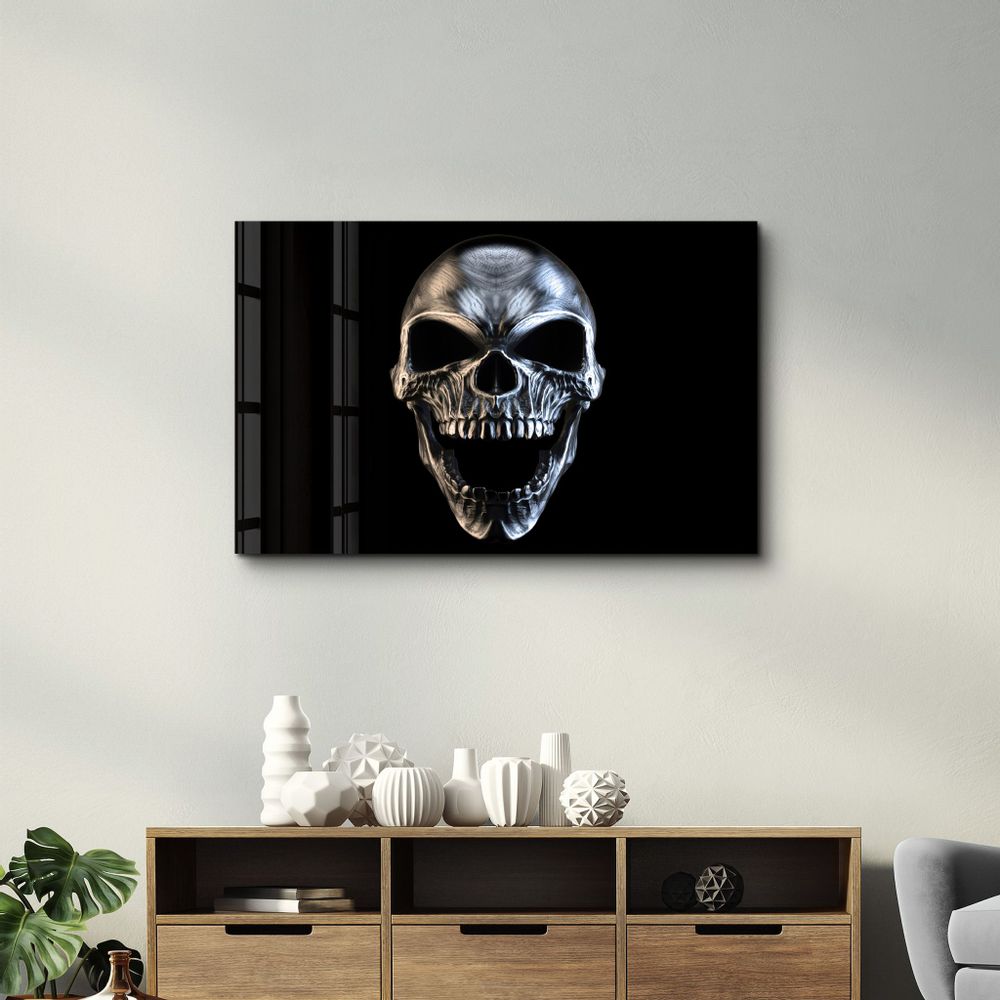 Autres décorations murales - Silver Skull | Glass Wall Art - ARTDESIGNA