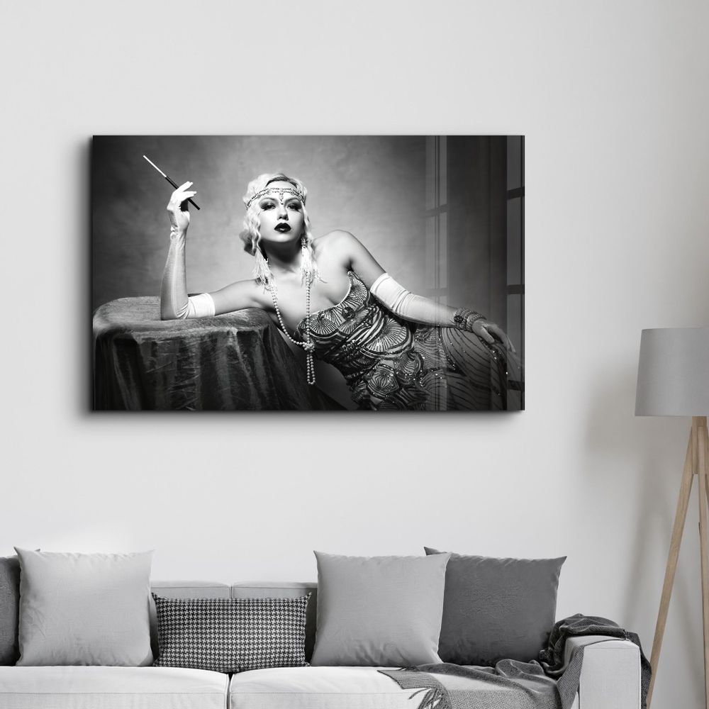 Other wall decoration - The Woman In Black And White | Glass Wall Art - ARTDESIGNA