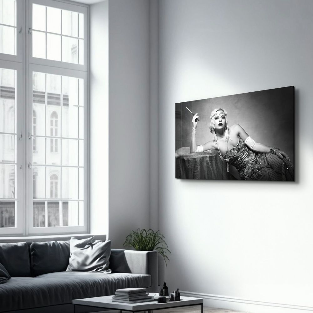 Other wall decoration - The Woman In Black And White | Glass Wall Art - ARTDESIGNA