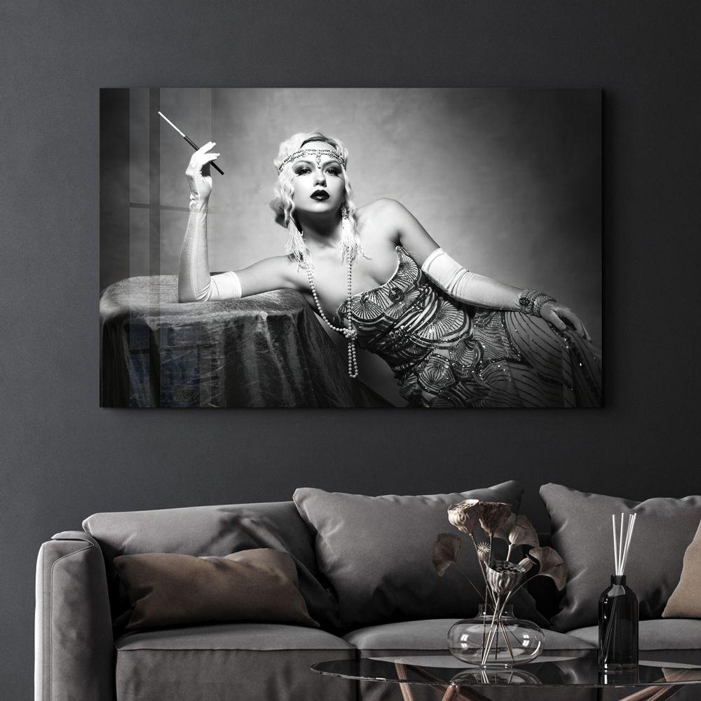 Other wall decoration - The Woman In Black And White | Glass Wall Art - ARTDESIGNA
