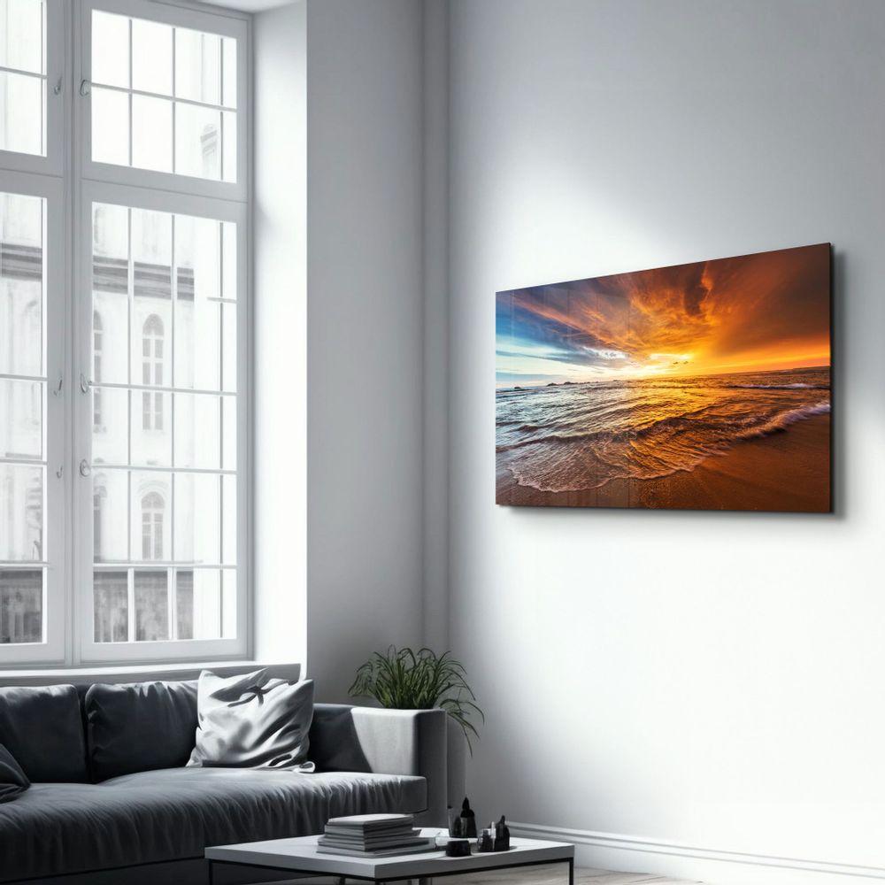Other wall decoration - Endless Ocean Wtih Sunset | Glass Wall Art - ARTDESIGNA