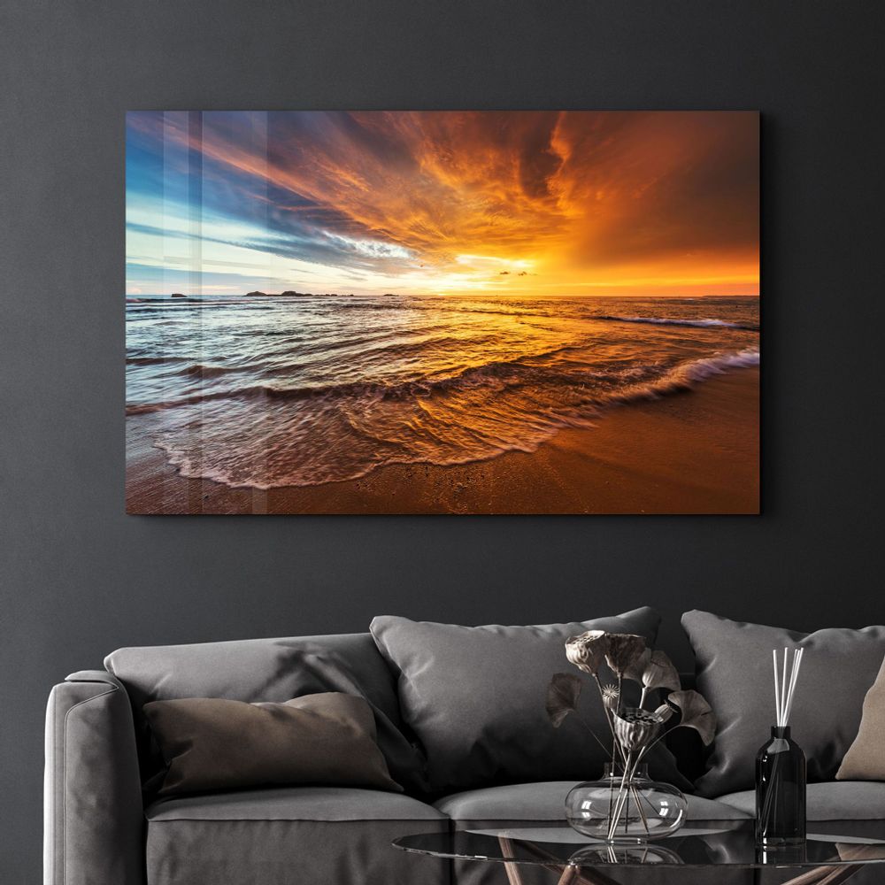 Other wall decoration - Endless Ocean Wtih Sunset | Glass Wall Art - ARTDESIGNA