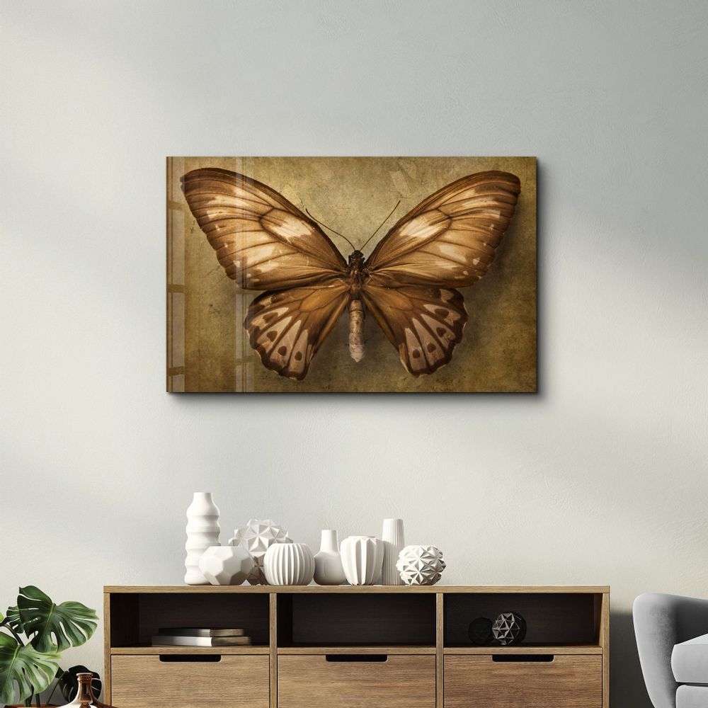 Autres décorations murales - Vintage Butterfly | Glass Wall Art - ARTDESIGNA