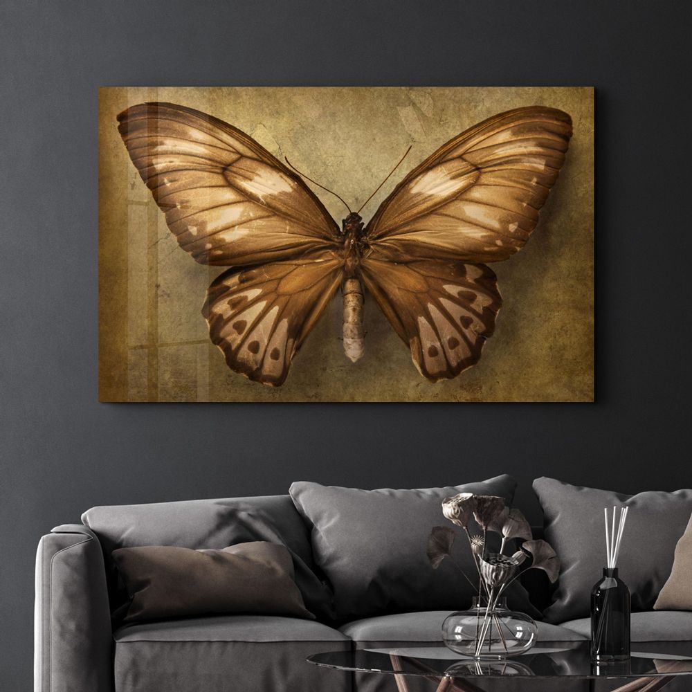 Autres décorations murales - Vintage Butterfly | Glass Wall Art - ARTDESIGNA