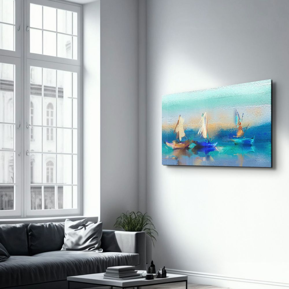Other wall decoration - Boats Oil Painting | Glass Wall Art - ARTDESIGNA