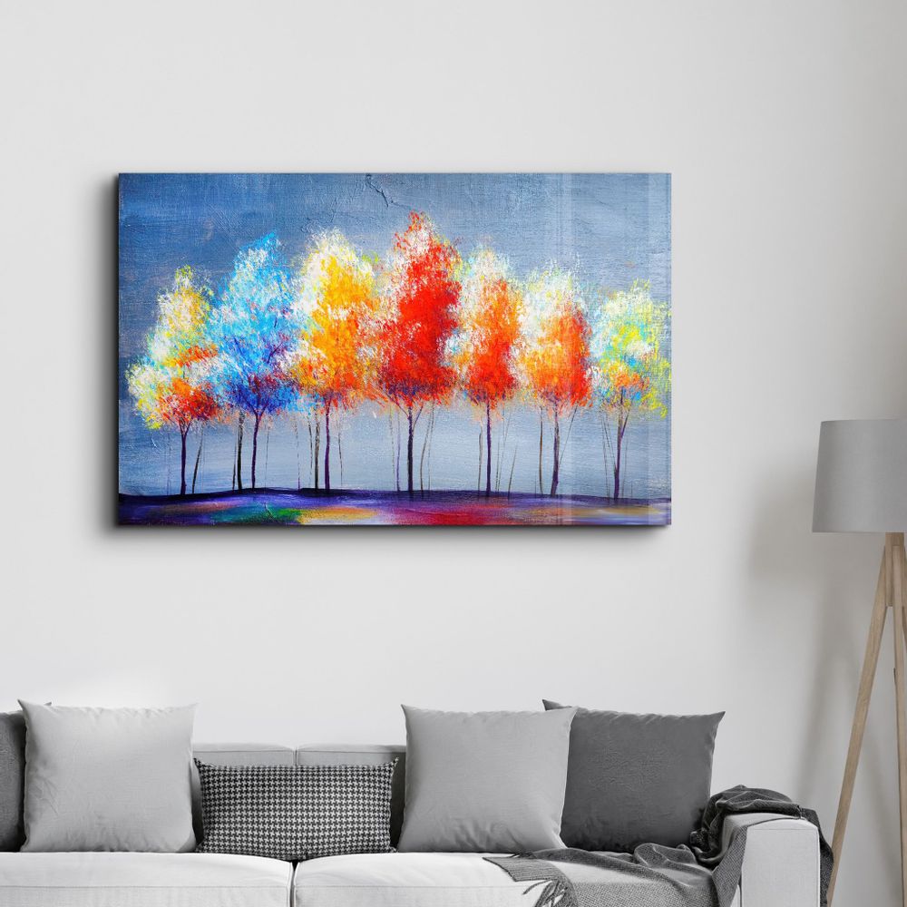 Other wall decoration - Colorful Trees 3 | Glass Wall Art - ARTDESIGNA