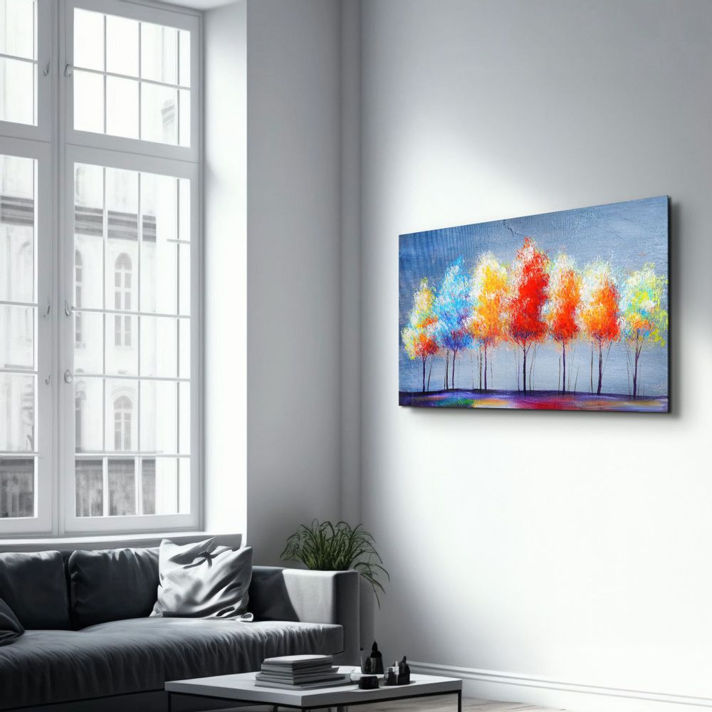 Other wall decoration - Colorful Trees 3 | Glass Wall Art - ARTDESIGNA