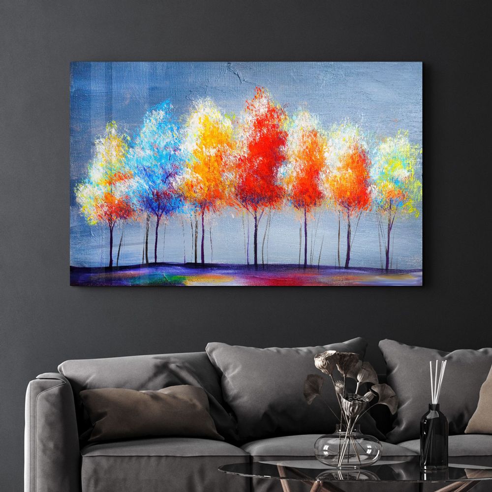 Other wall decoration - Colorful Trees 3 | Glass Wall Art - ARTDESIGNA