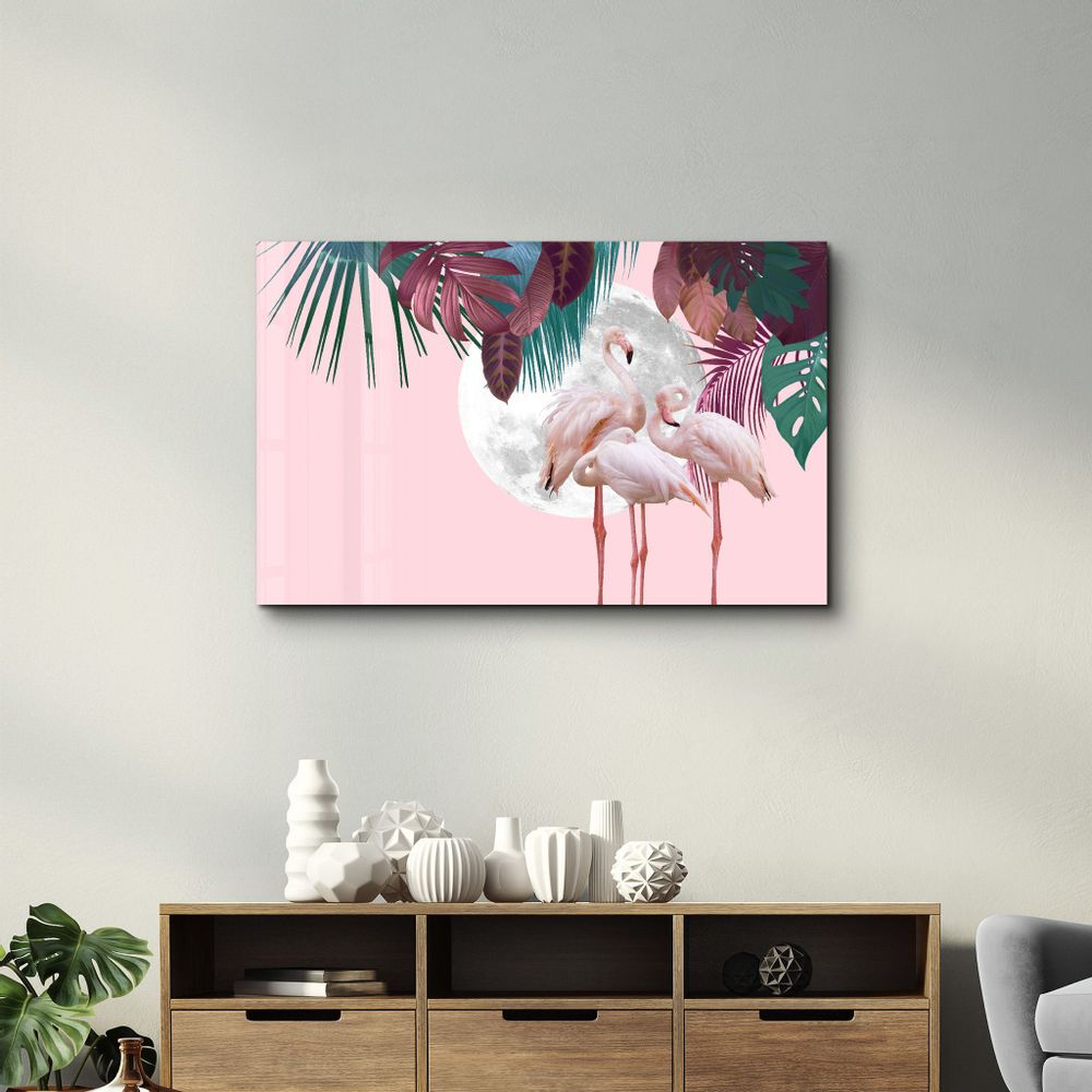 Other wall decoration - Greater Flamingo | Glass Wall Art - ARTDESIGNA