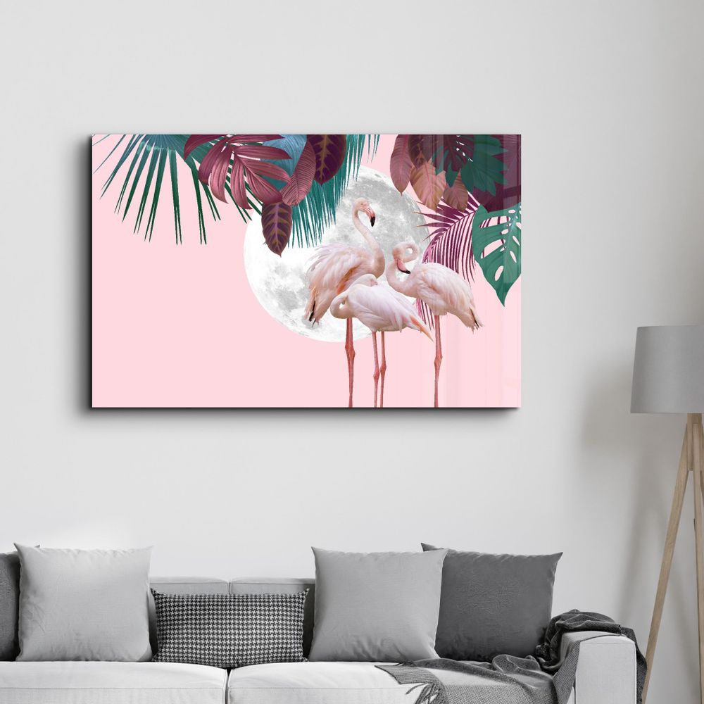 Other wall decoration - Greater Flamingo | Glass Wall Art - ARTDESIGNA