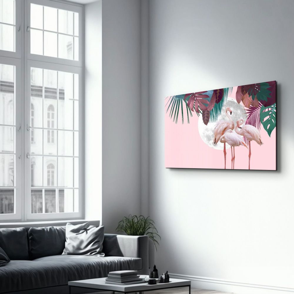 Other wall decoration - Greater Flamingo | Glass Wall Art - ARTDESIGNA