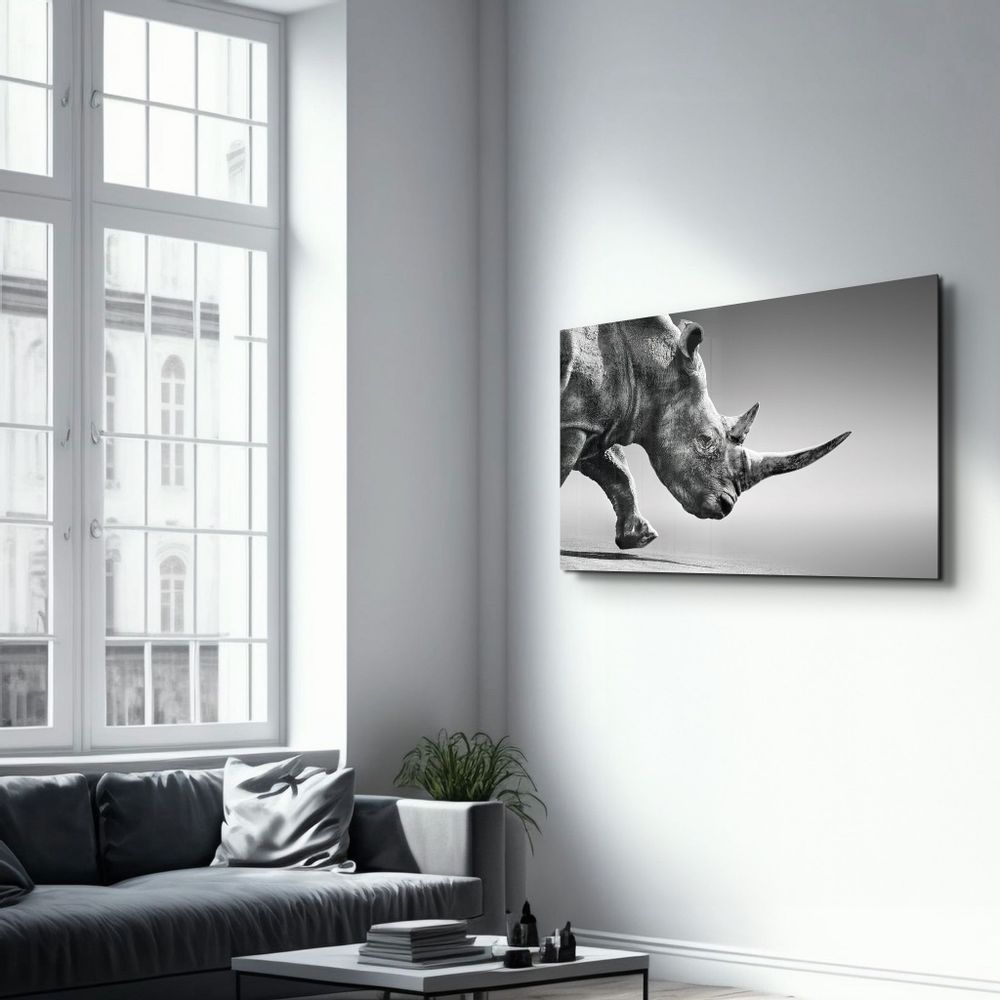 Autres décorations murales - Black Rhinoceros | Glass Wall Art - ARTDESIGNA