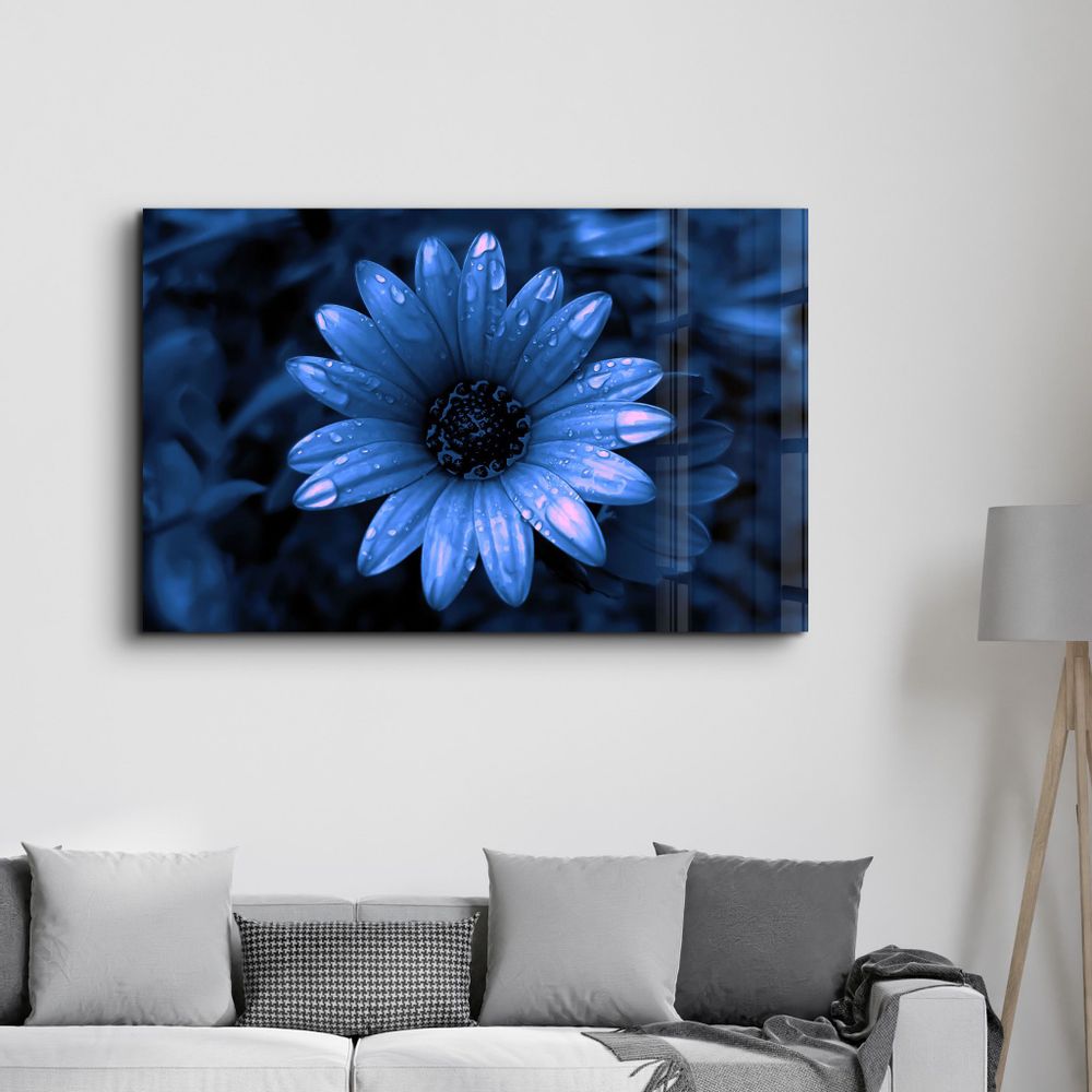 Other wall decoration - Blue Daisy | Glass Wall Art - ARTDESIGNA