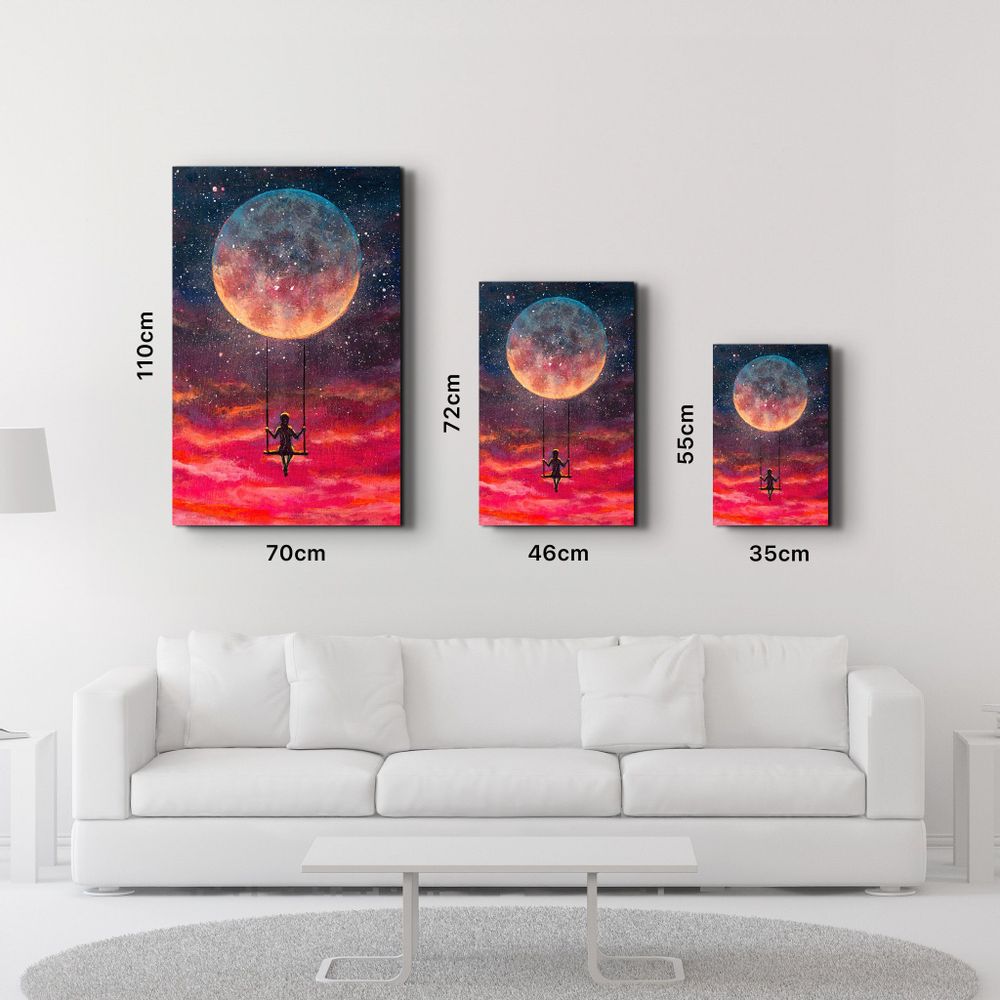 Autres décorations murales - Girl Swinging Under The Moon | Glass Wall Art - ARTDESIGNA