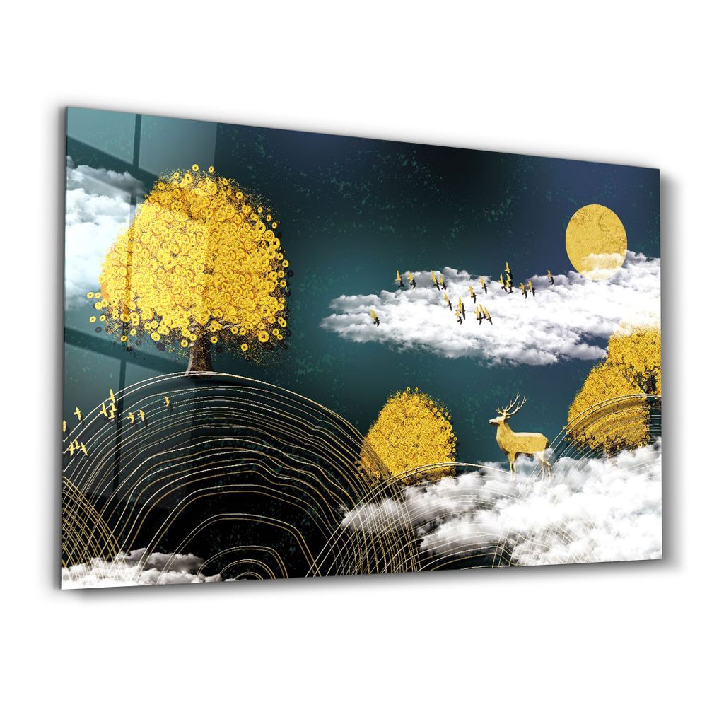 Autres décorations murales - Golden Trees | Glass Wall Art - ARTDESIGNA